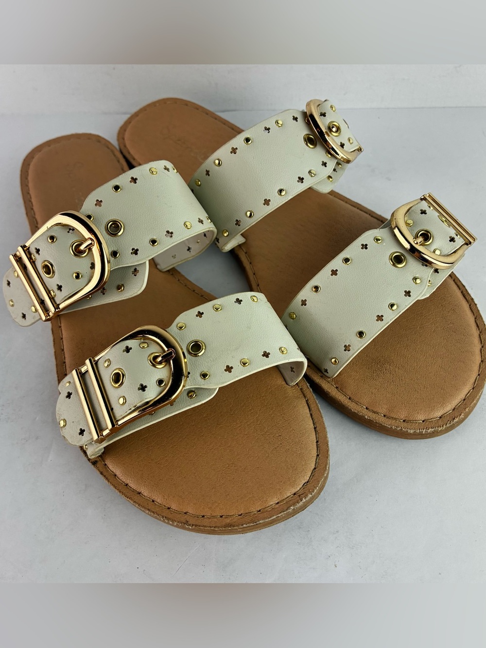 Splendid Leena Slide Gold Buckle Sandals